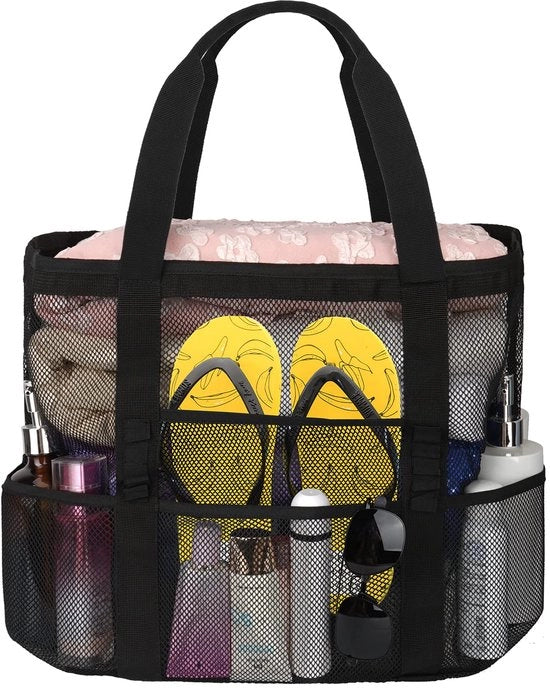 Borsa da Spiaggia XL a Maglia Grande per Donna, Borsa da Spiaggia Idrorepellente con Cerniera Tasca Interna, Borsa da Spiaggia Opaca e Leggera, Resistente ai Granelli di Sabbia, Ideale per la Spiaggia, Vacanza, Accessori di Spiaggia Essenziali