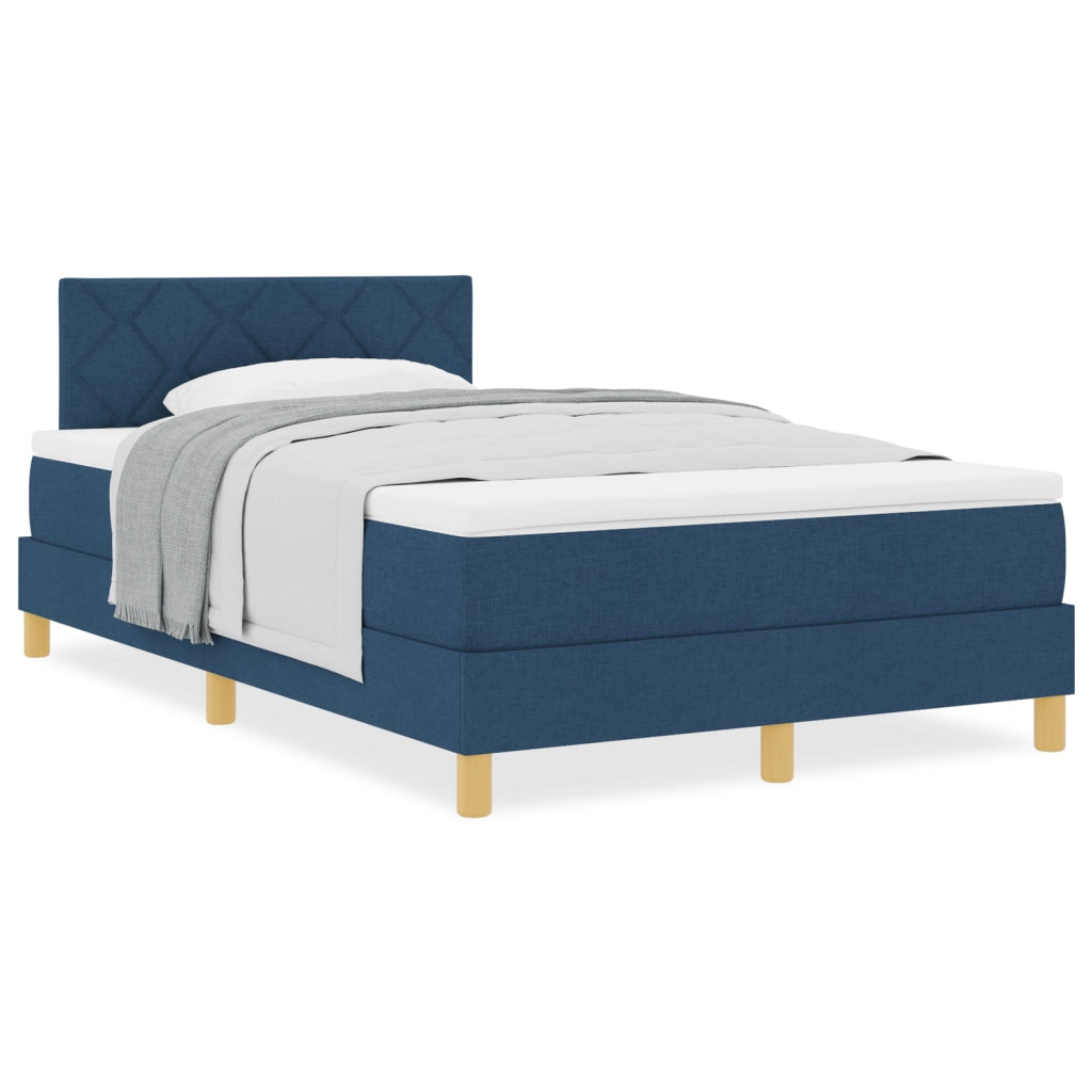Box Spring Bed con Materasso Blu 120x200 cm Tessuto