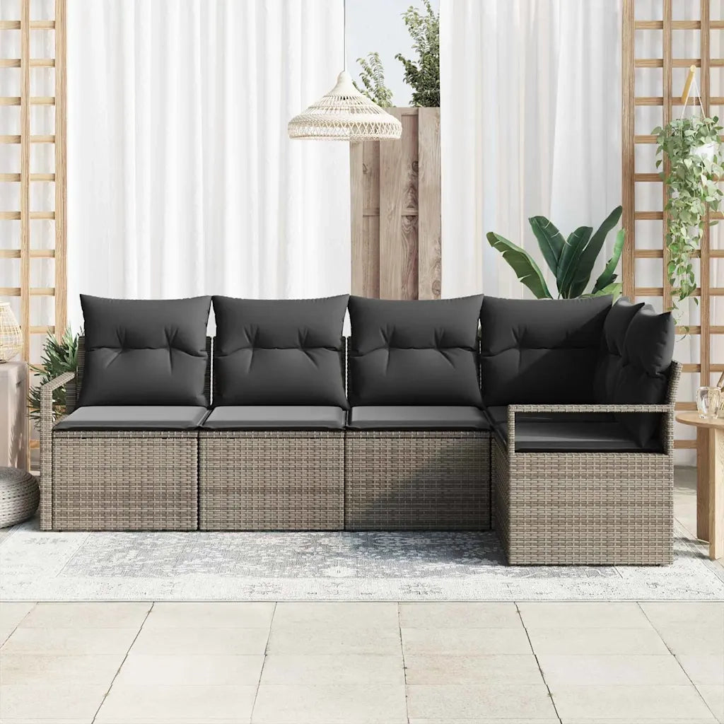 Set di divani 5 pcs Grigio polyrattan