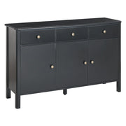 Credenza a tre ante MDF cassetti nero e pomelli oro madia comò moderno soggiorno corridoio camera da letto