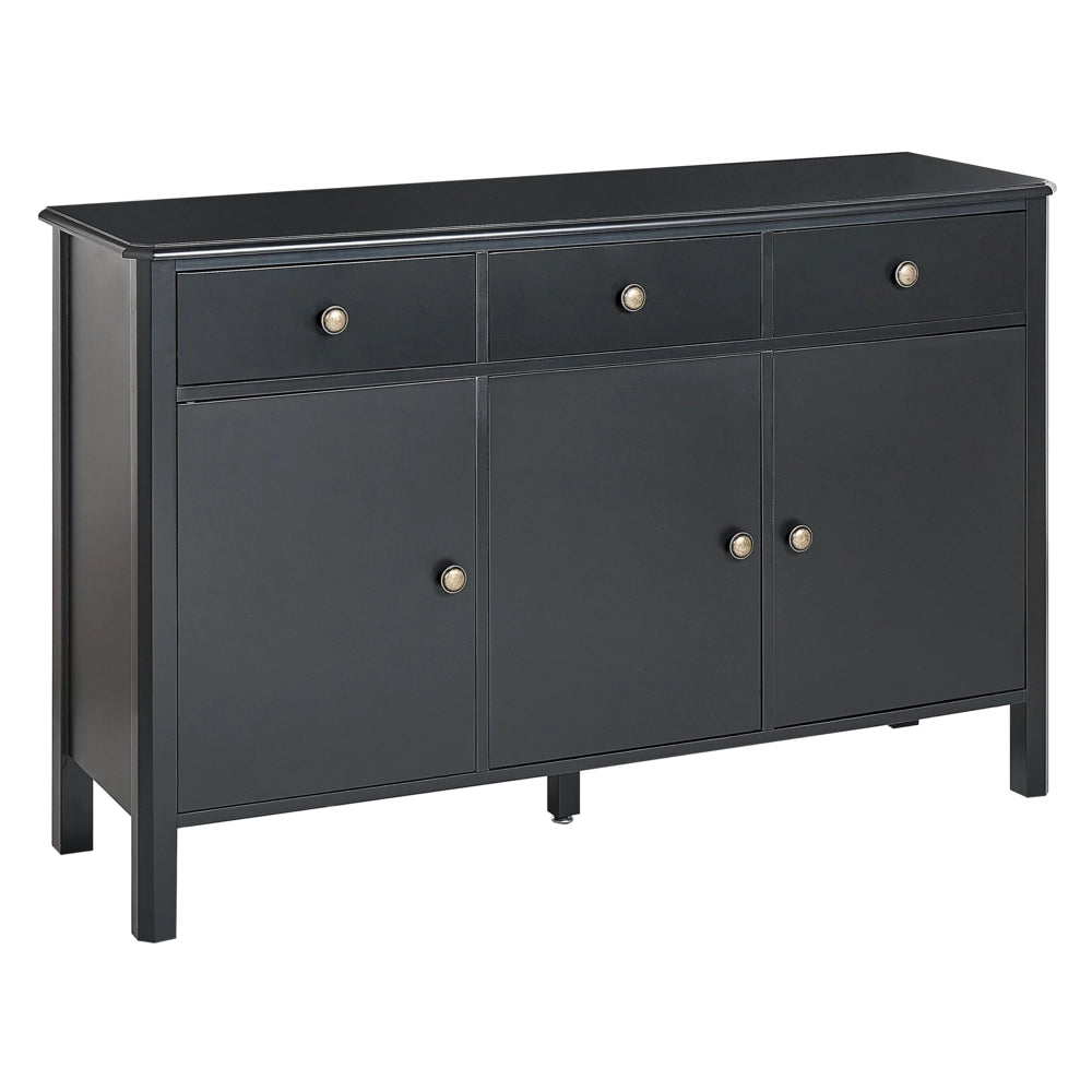 Credenza a tre ante MDF cassetti nero e pomelli oro madia comò moderno soggiorno corridoio camera da letto