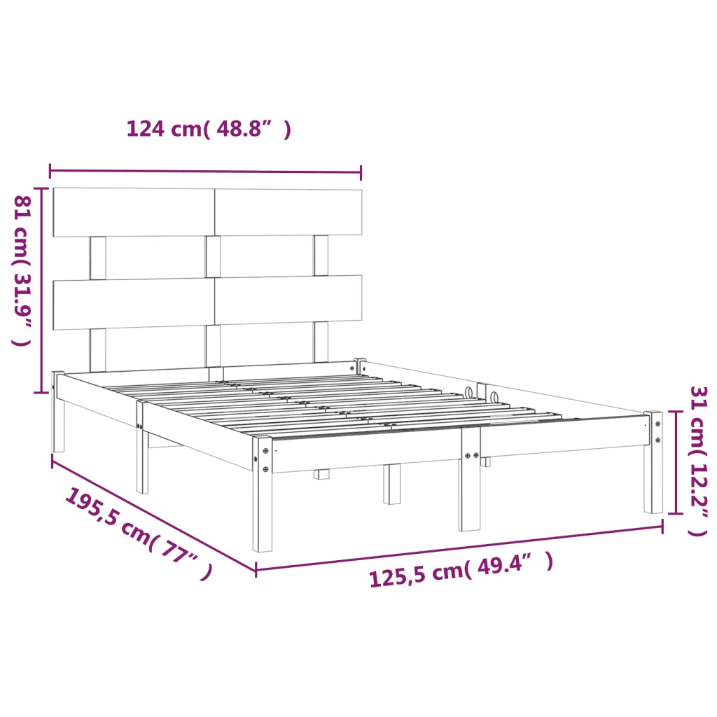 Giroletto-Struttura Letto in Legno Massello 120x190 cm Small Double 343467