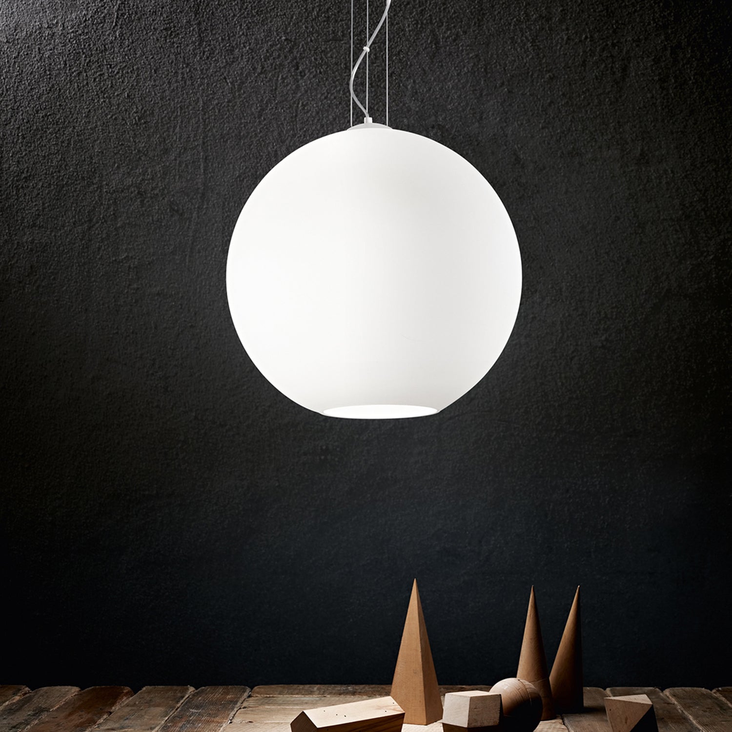 Sospensione Contemporanea Ufo Vetro Bianco 3 Luci E27 Ip20