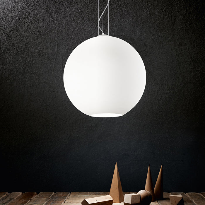 Sospensione Contemporanea Ufo Vetro Bianco 3 Luci E27 Ip20