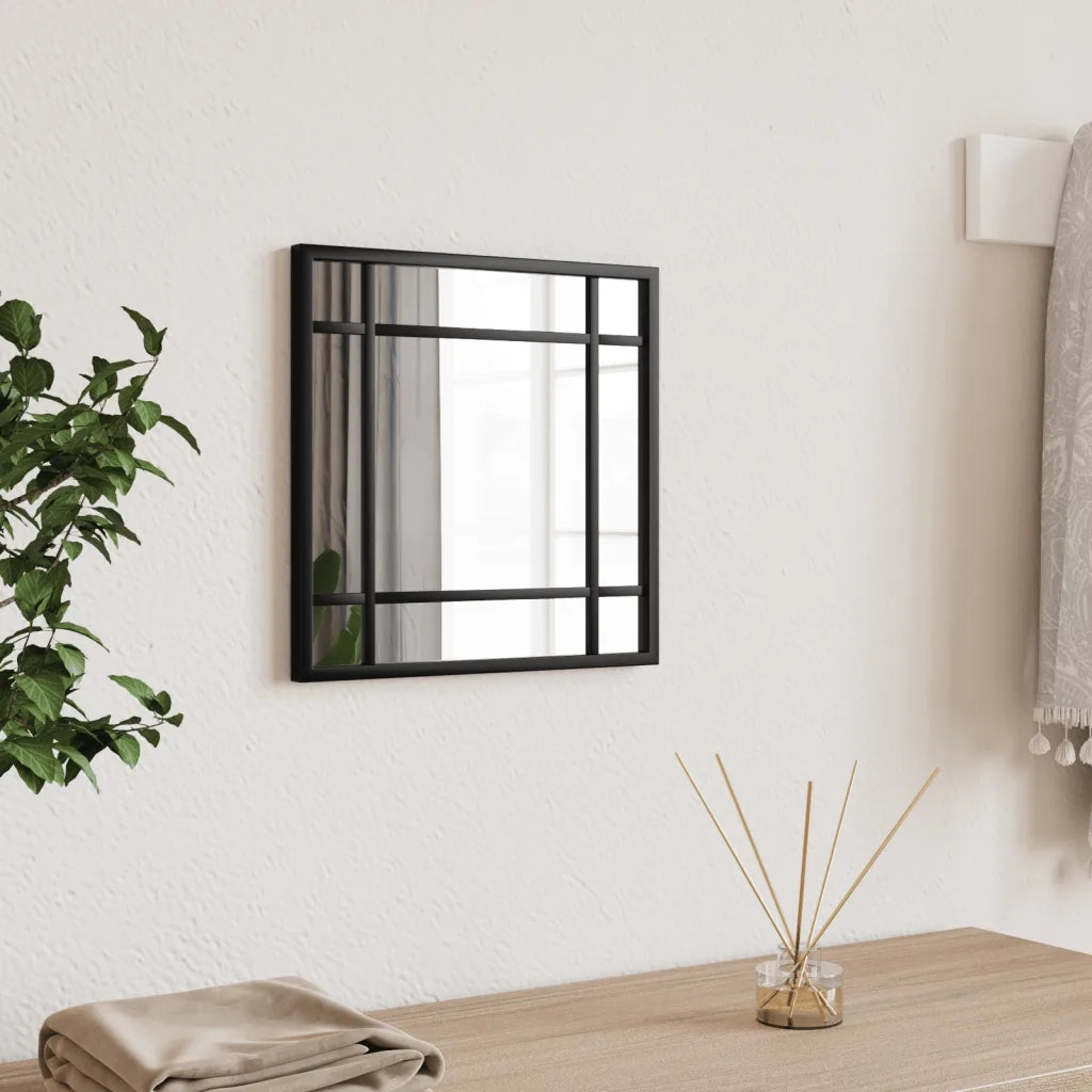 Specchio da Parete | Specchio decorativo Nero 30x30 cm Quadrato in Ferro