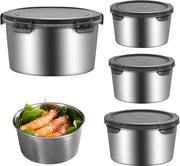 Contenitori alimentari in acciaio inossidabile 4 pezzi - contenitori per congelazione box pranzo contenitori per conservazione - contenitori per pasti riciclabili - 350 + 600 + 1000 + 2000 ml
