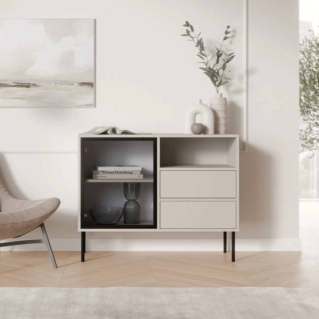Madia Caravino, Credenza 2 Cassetti, 100x40x80h cm Beige