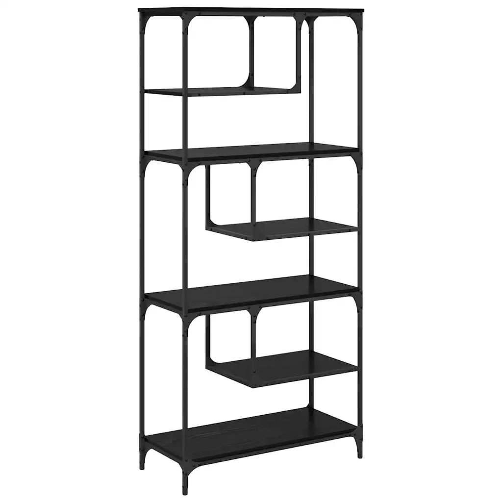 Libreria-Scaffale per Libri-Mobile di Stoccaggio Rovere nero 81 x 36 x 176 cm Legno multistrato