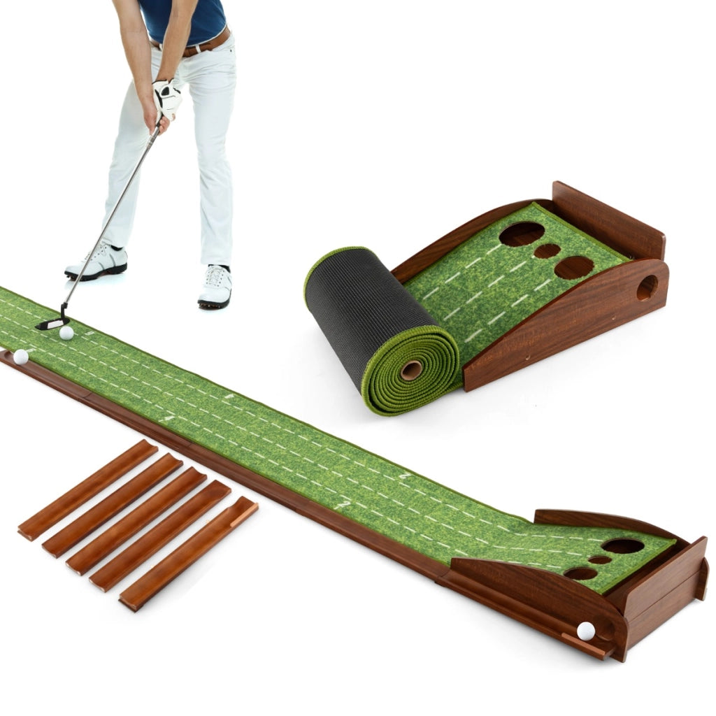 Tappetino da golf per interni ed esterni, Tappetino per putting green con ritorno automatico della palla 302x37x15cm