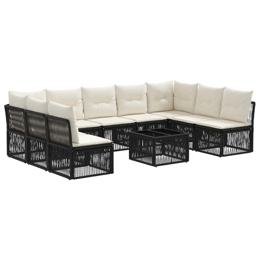 Set Divano da Giardino 10 pcs Nero polyrattan