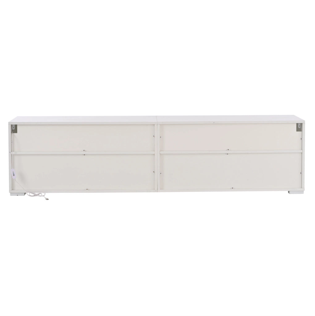 Mobile TV ULEVR 180x38,5x45 cm con LED Bluetooth, 2 ante, 2 cassetti e 4 vani aperti, bianco e nero