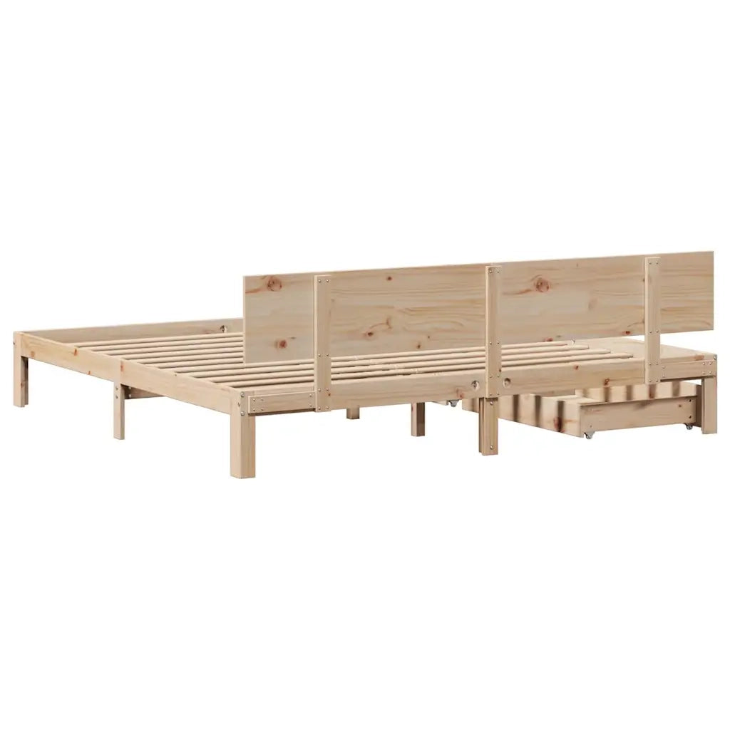 Giroletto con Cassetti 200x200 cm in Legno Massello di Pino 3301992