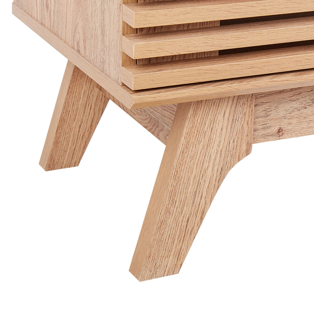 Mobile TV con ante scorrevoli e cassetto legno chiaro stile moderno contemporaneo