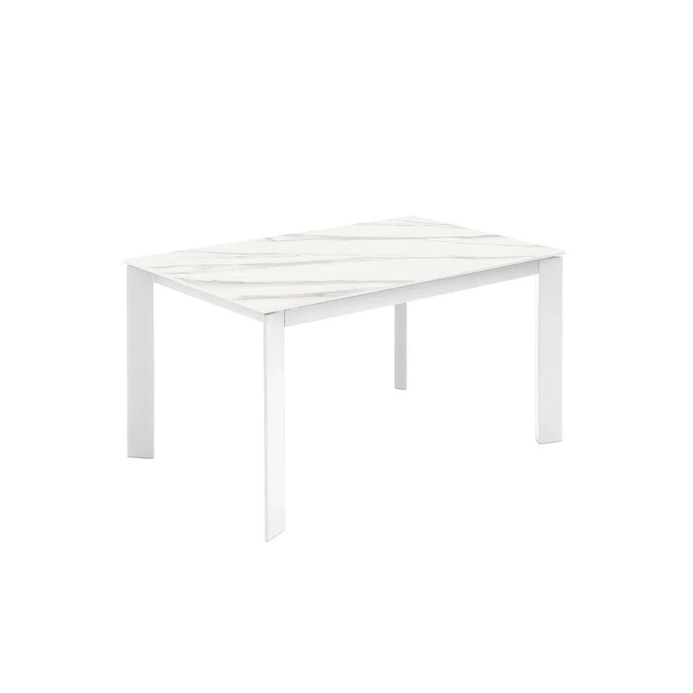 Tavolo da pranzo allungabile in ceramica effetto marmo bianco Book 140-190x90 cm fino a 8 posti | Duzzle