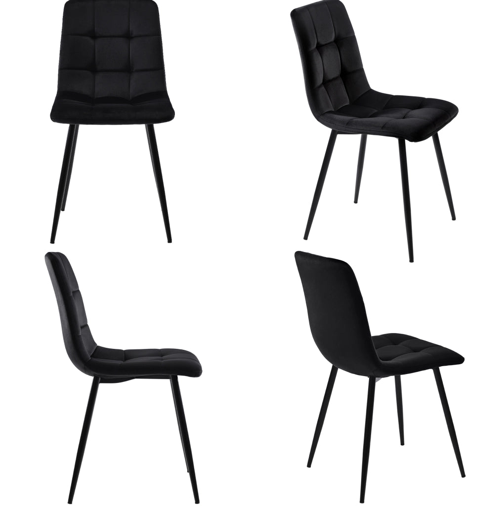 Set tavolo da pranzo con 4 sedie 120 cm in MDF e velluto nero