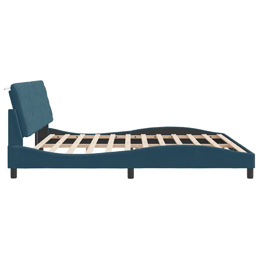 Giroletto senza Materasso Blu 200x200 cm in Velluto