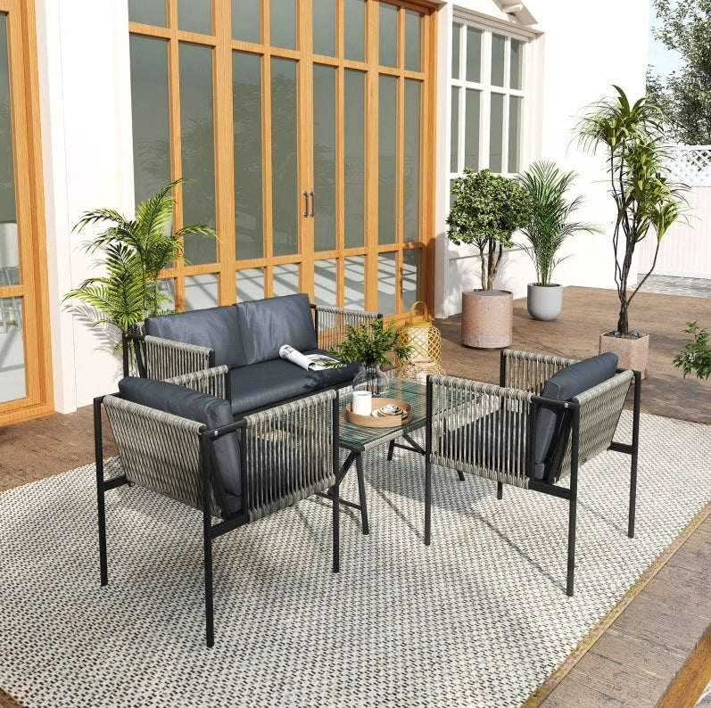 Sonneninsel 4 pezzi con tetto estraibile; effetto rattan; crema bianco