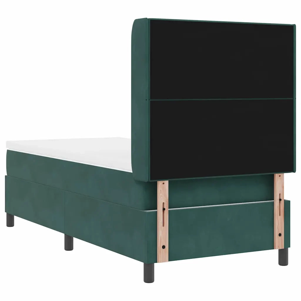 Letto a molle con materasso Verde Scuro 90 x 200 cm Velluto 3341993