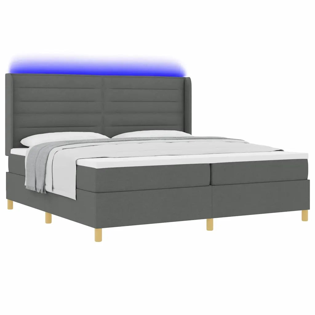 Letto a molle con materasso con led Grigio 140 x 200 cm Tessuto