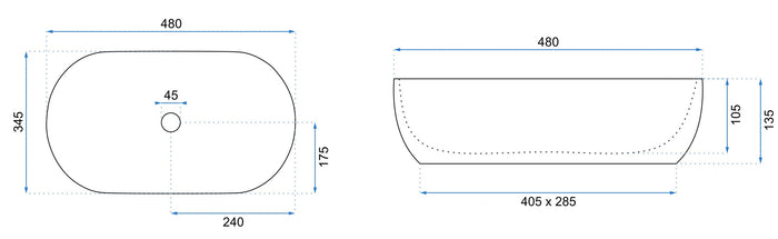 Lavabo Da Appoggio Rea Amelia 48