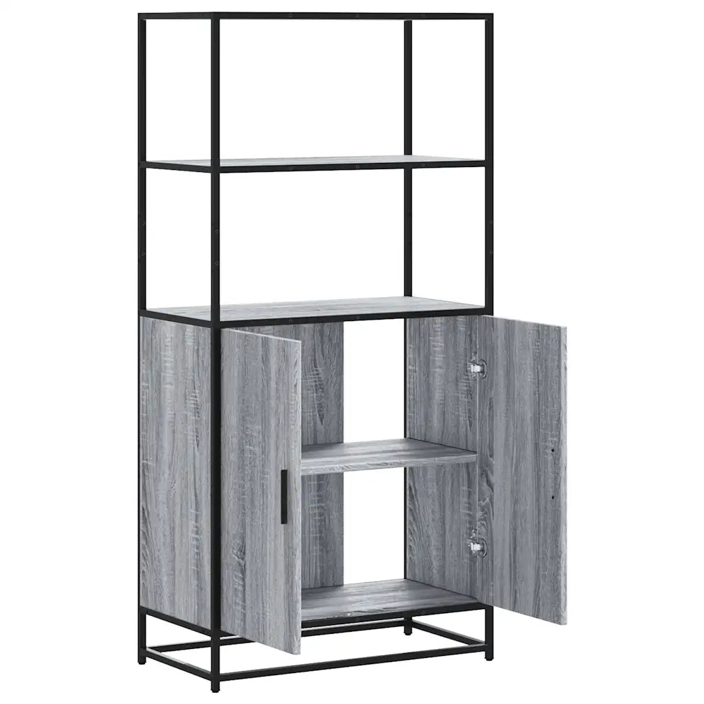 Credenza-Buffet-Armadio da cucina Grigio Sonoma 68x35x139 cm Legno Multistrato Metallo 712395