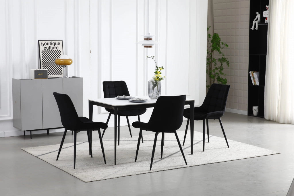 Sedia VALORA BERA - Design moderno in velluto nero per la casa x 4
