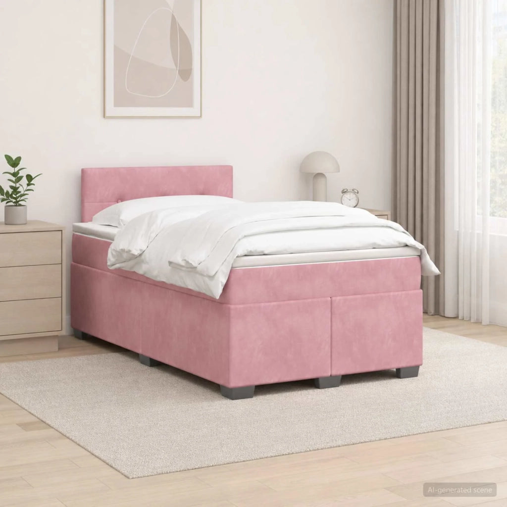 Letto box spring con materasso Rosa 120 x 200 cm Velluto 3450697