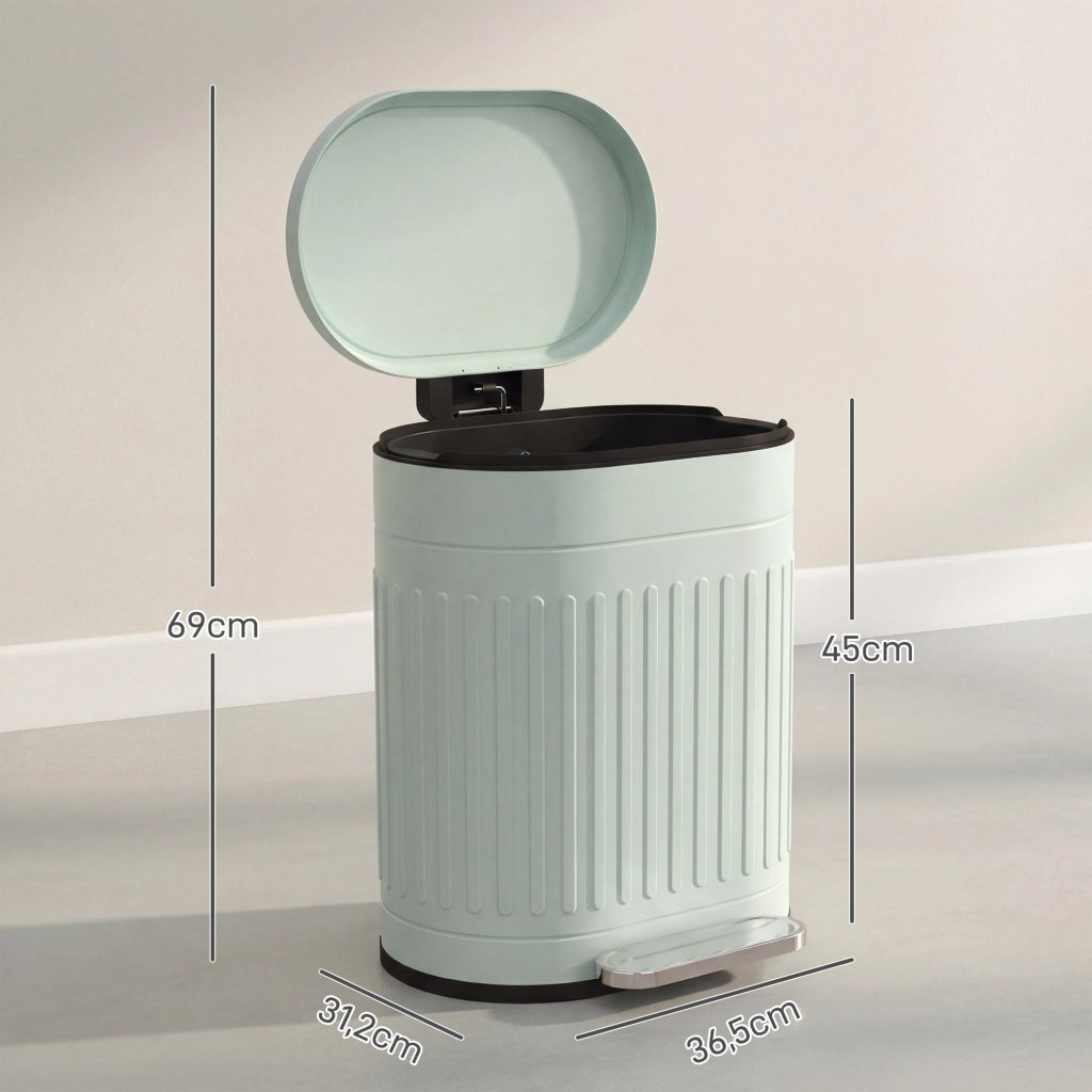 Secchio per rifiuti 20L con coperchio pedale e cestino interno estraibile ¨C zephmum ¨C Verde 36,5x31,2x45 cm