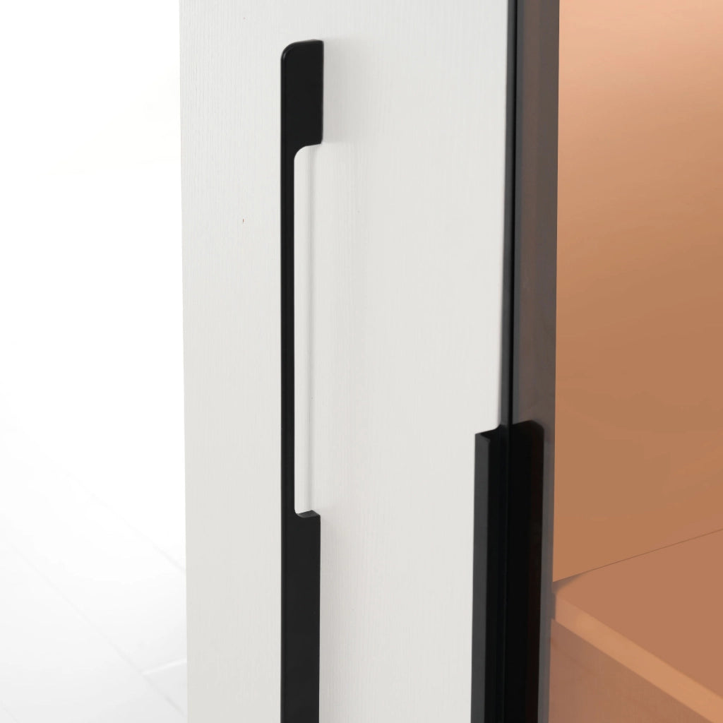 VETRINA LED 110,5x35x160 cm Bianco MDF con vetro e vano laterale