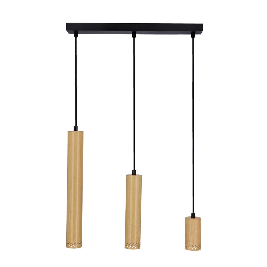 Lampadario Candellux TUBO 3xGU10 nero/legno dimmer 46cm