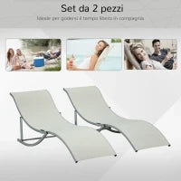 Set 2 Sdraio da Giardino Pieghevoli, Lettino Prendisole in Alluminio e Textilene, 61x165x63 cm