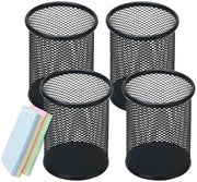 Organizzatore per Scrivania 4-Pack - Metallico - Grande Capacità - Nero - Organizzatore per Ufficio - Grande Contenuto