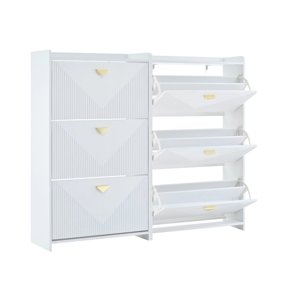 Scarpiera con Sideboard 2 Pezzi ¨C MINIMAL ¨C Bianco, MDF, 6 Ante, 140x30x120 cm