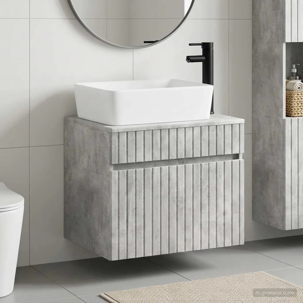 Set di mobili per il bagno Grigio Cemento Legno ingegnerizzato 3404303
