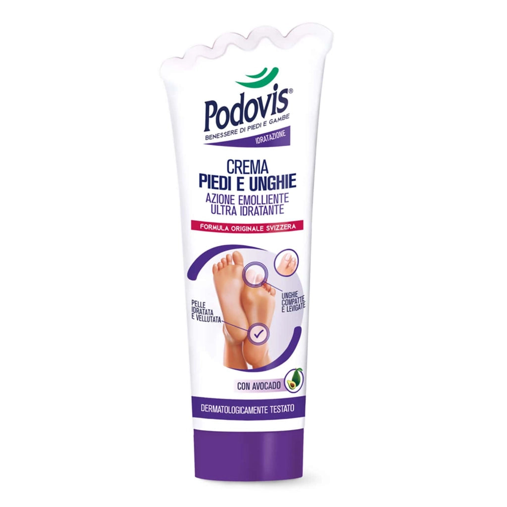 Crema Piedi e Unghie, Idratante, Nutre la Pelle e Mantiene l'Elasticità, Rende il Bordo delle Unghie Liscio e Levigato, Podovis