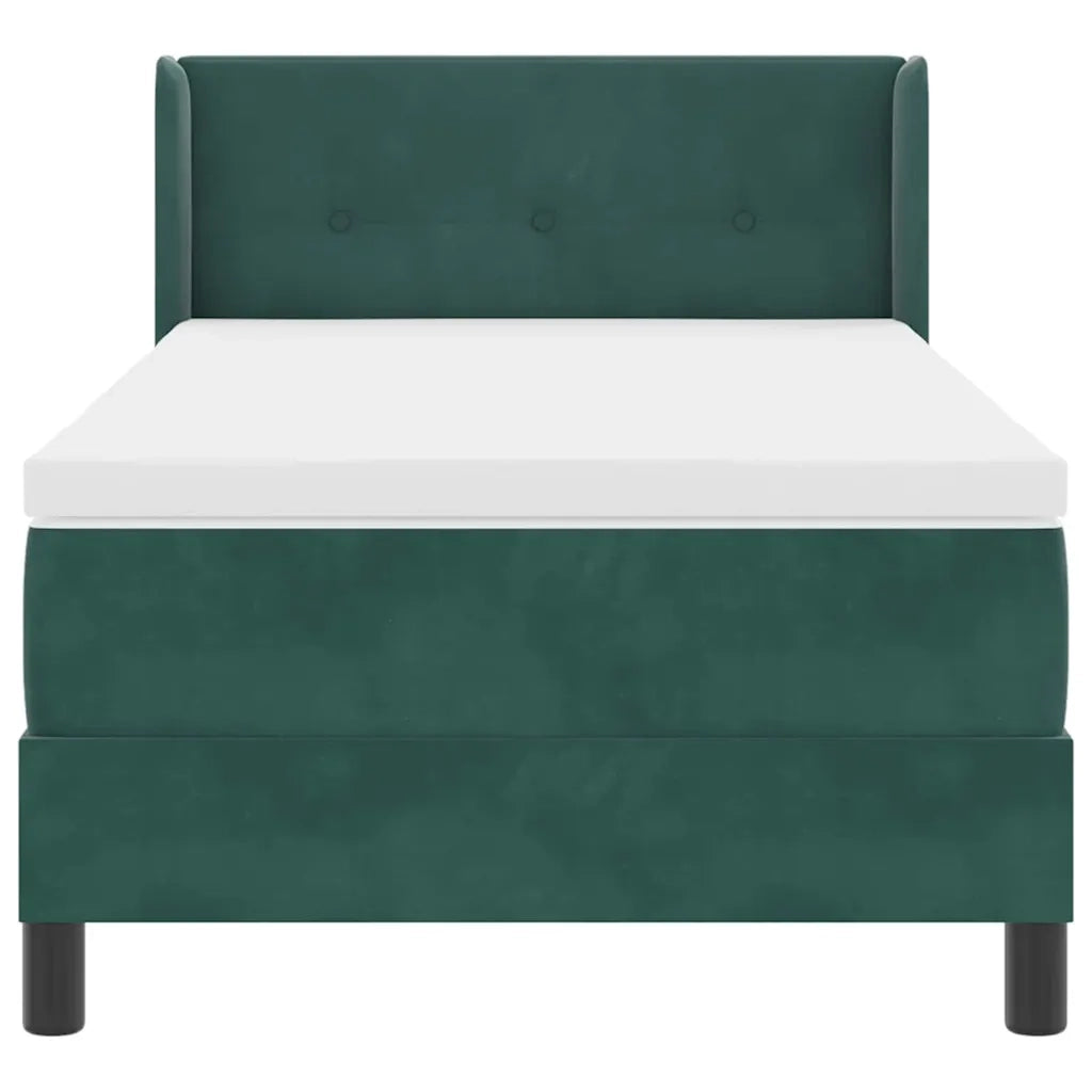 Letto a molle con materasso-Struttura Letto con Materasso Verde Scuro 200 x 90 cm Poliestere 928011