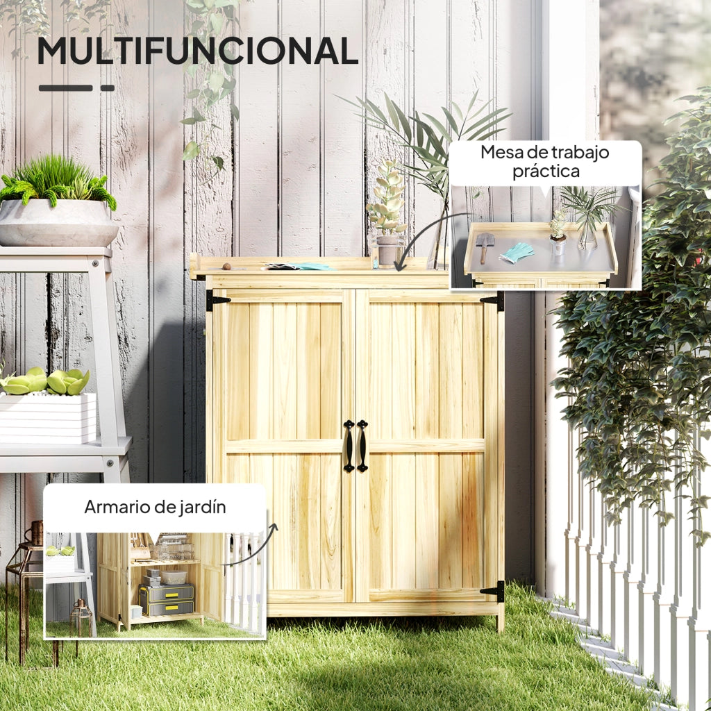 Casetta da Giardino in Legno con 2 Porte ¨C zephmum ¨C 74x43x88 cm Naturale
