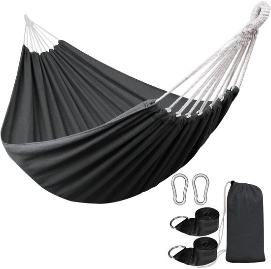 Hangmat per Due Persone - Materassino per Camping - Materasso in Cotone - Avvertenza di Sicurezza 300 kg - Comodo e Duraturo - Disegno Antirollo