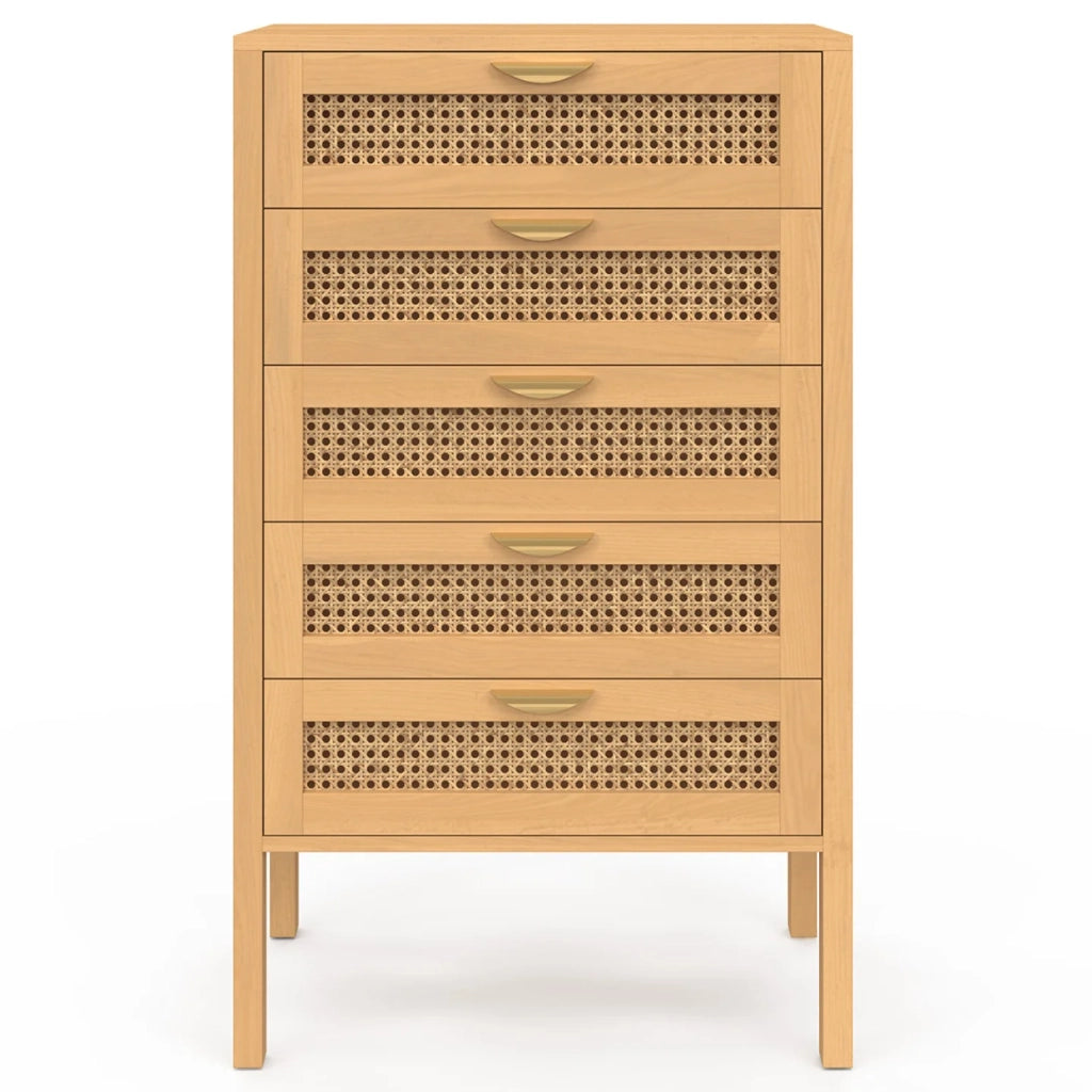IDMarket - EDHEN Cassettiera a 5 cassetti 60 cm in canna color legno