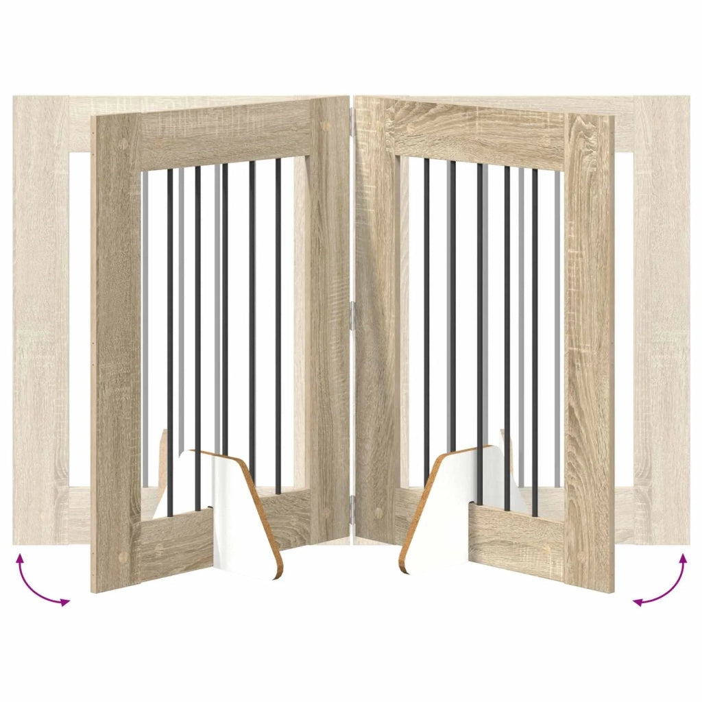 Cancello per cani con supporti 2 pcs Rovere Sonoma 60 x 80 cm 892092