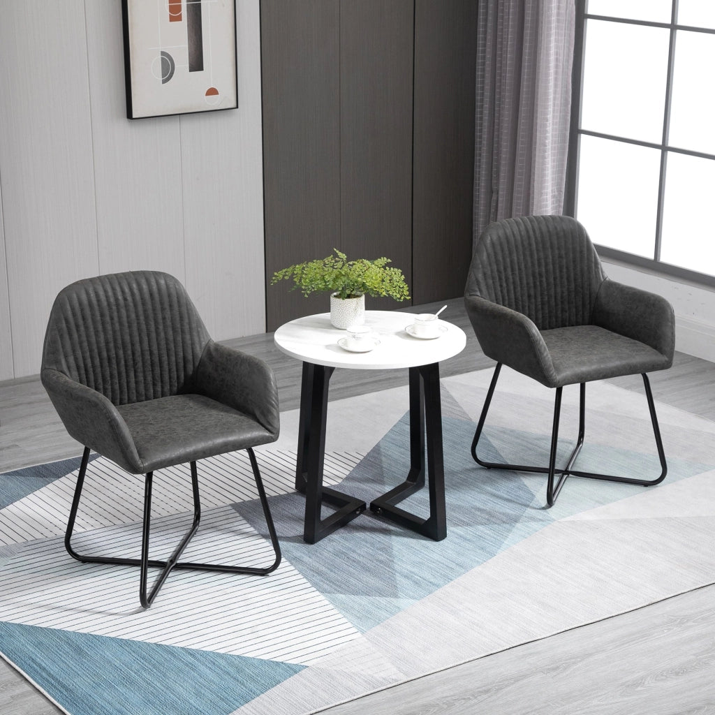 Easycomfort Set 2 Sedie Moderne per Sala da Pranzo, Cucina o Soggiorno, Sedie Imbottite in Similpelle Grigia 60x56.5x85cm