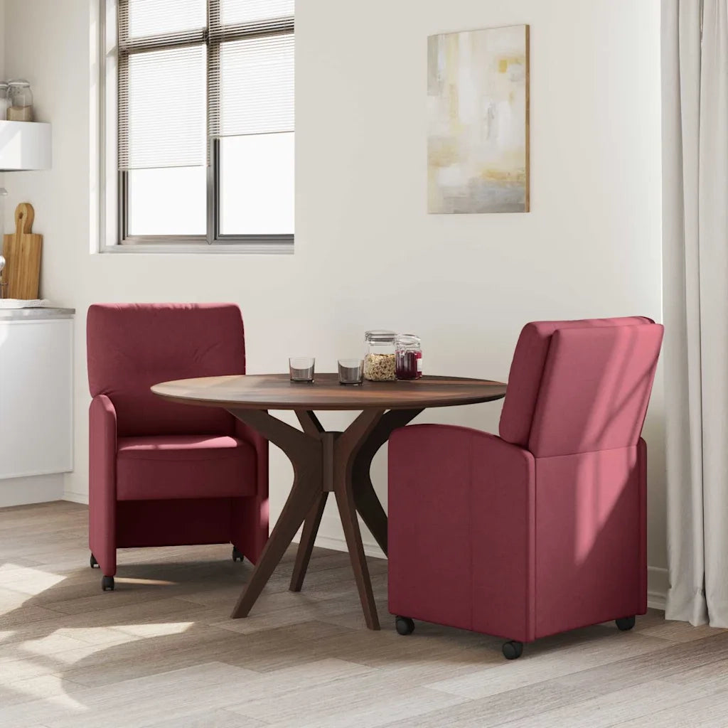 Sedie da Pranzo con Ruote 2 pcs Rosso vino 57 x 67 x 95 cm 42017850