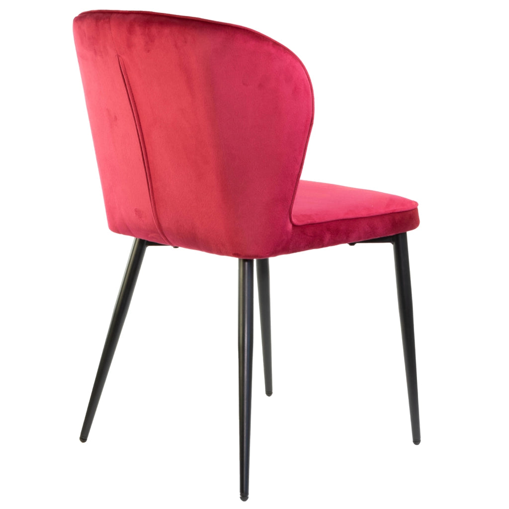 Marvin Sedia in Velluto Rosso PARIGI con Struttura in Metallo e Seduta Imbottita, Poltroncina di Design Moderno  4 Sedie