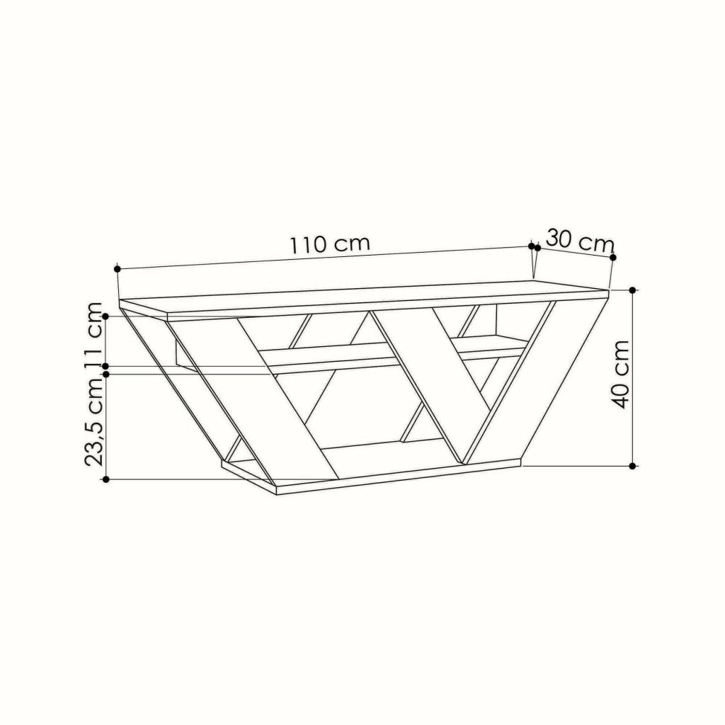 Mobile porta TV Amazzonite, Credenza da soggiorno, Armadio basso per TV, Base parete attrezzata, 110x30h40 cm, Bianco
