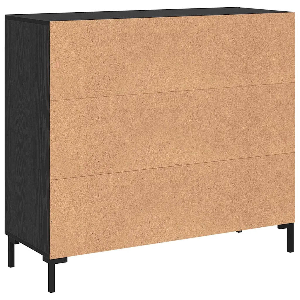 Credenza-Buffet-Armadio da cucina Rovere Nero 90 x 34 x 80 cm Legno multistrato 536312