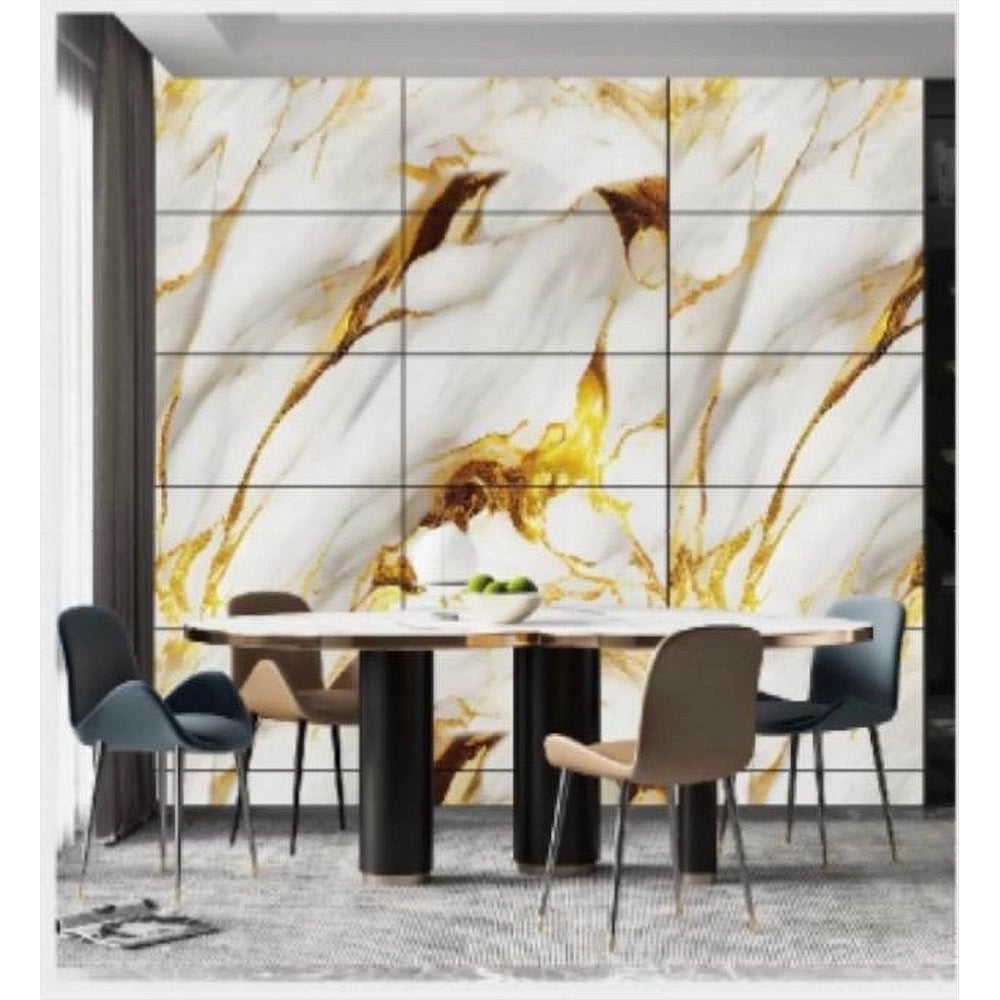 Trade Shop - Pannello Adesivo Effetto Marmo Perlato Dorato Pareti Paraschizzi 300x60cm Stanza -