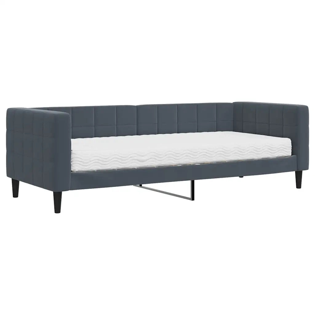 Divano letto | Sof¨¤ letto | Letto singolo con Materasso Grigio Scuro 80x200 cm in Velluto