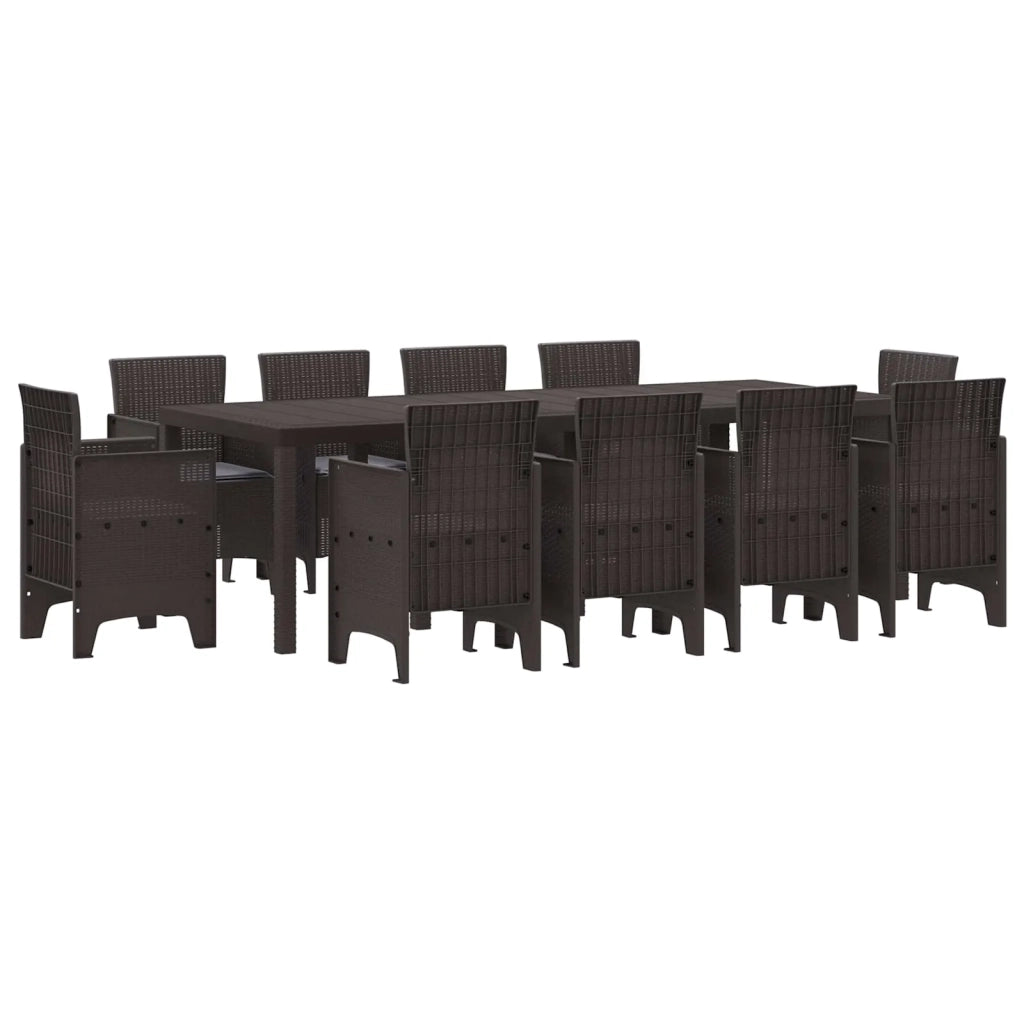 Set da Pranzo per Giardino 11 pcs Marrone Polipropilene 3378600