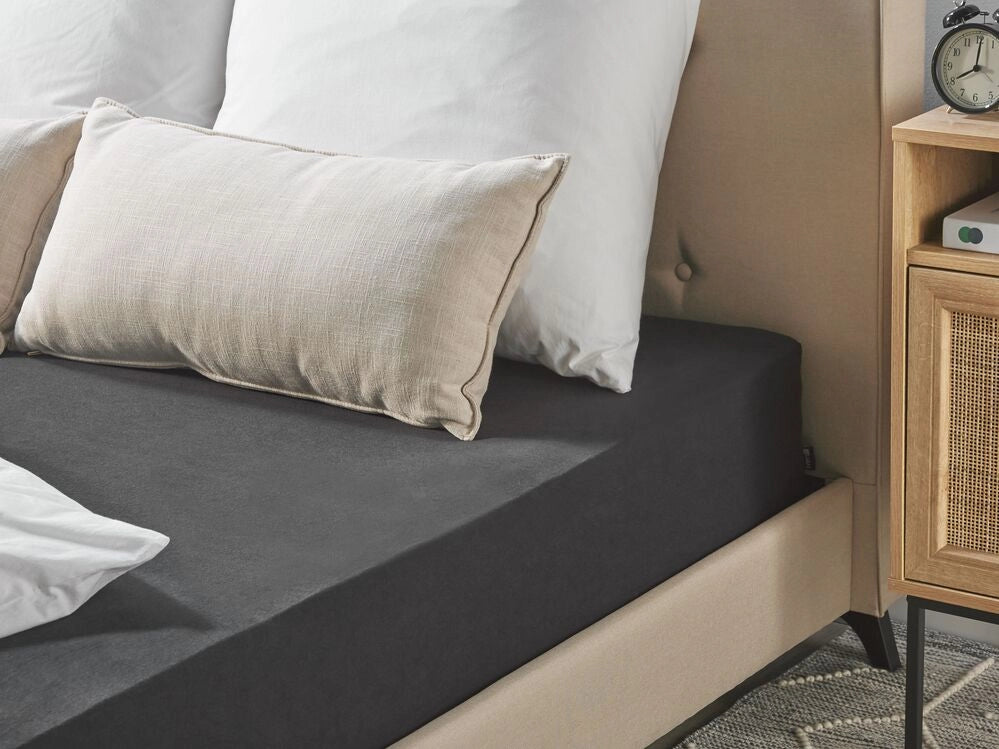 Lenzuolo con angoli cotone nero 90 x 200 cm coprimaterasso elasticizzato modello classico a tinta unita camera da letto classica