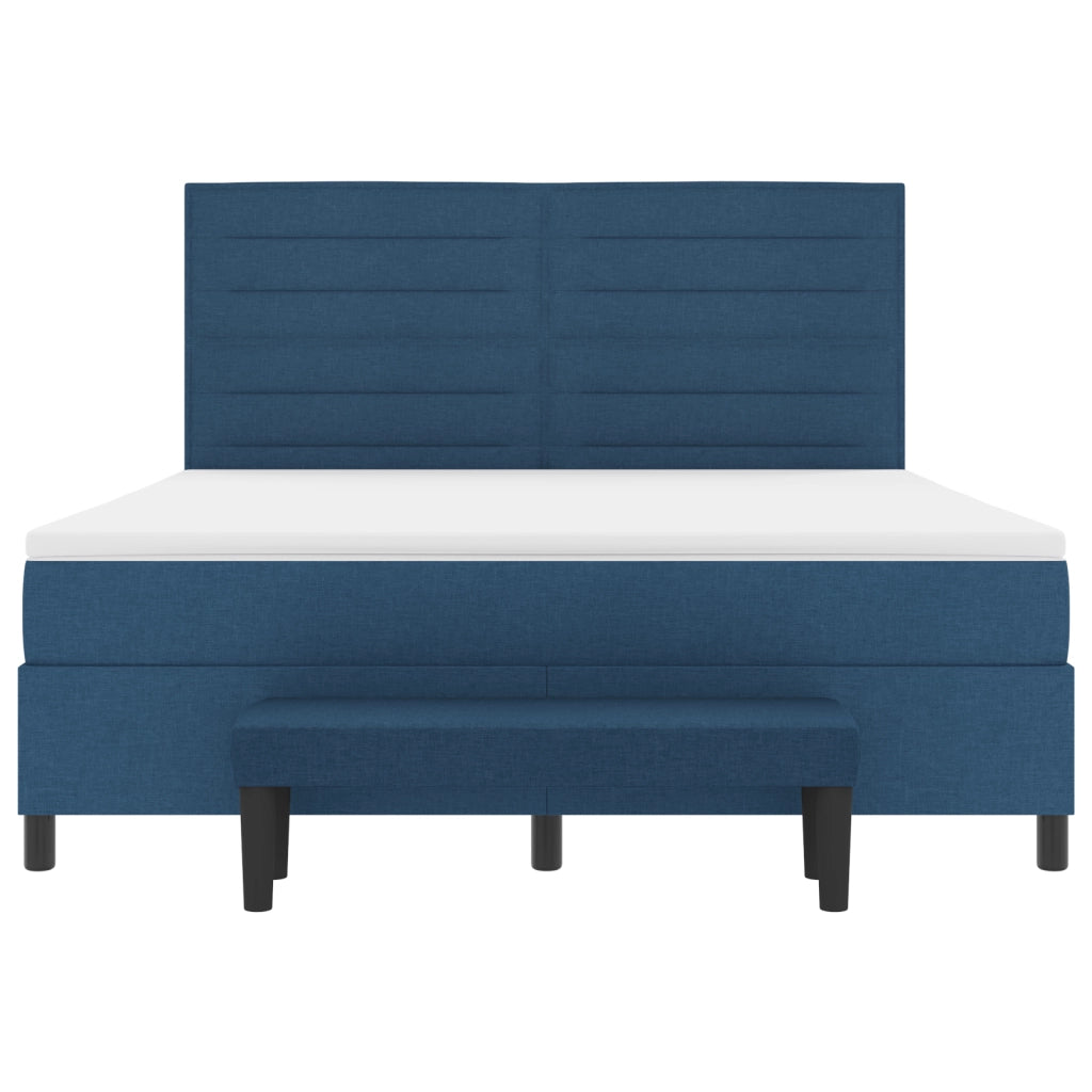 Letto a molle con Materasso e Panchina Blu 180x200 cm Tessuto